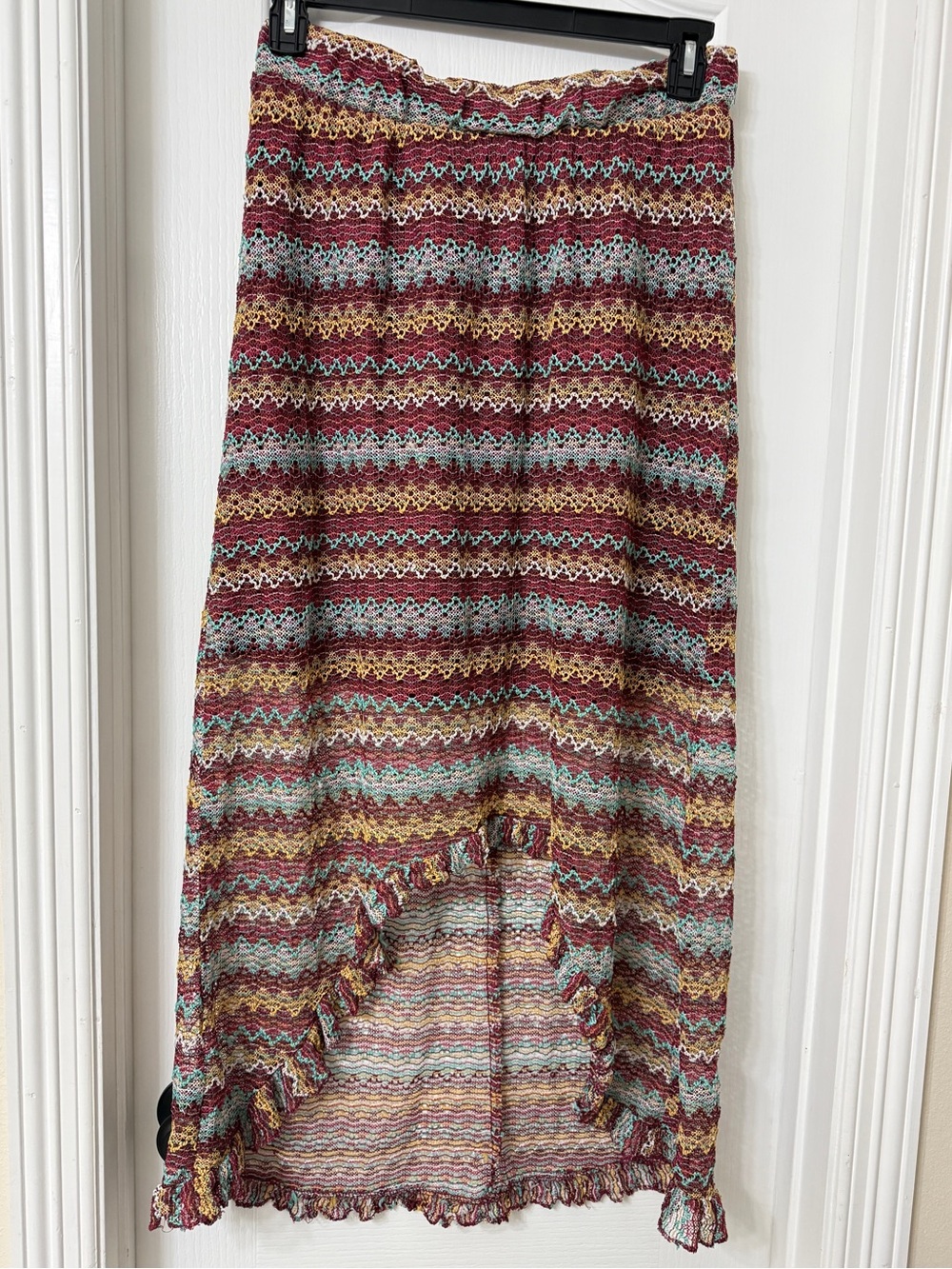 No Boundaries Crochet Hi-Low Skirt  multicolor chevron elastic waist lined XL